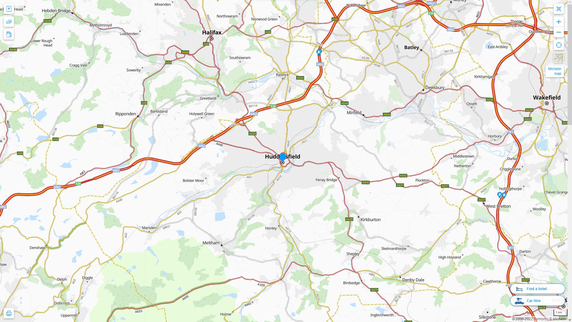 Huddersfield Highway and Road Map